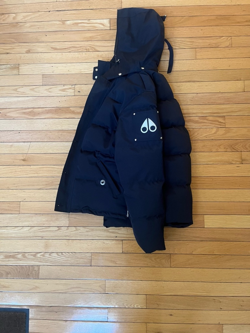 Men black moose knuckles Puffer Jacket with Hood